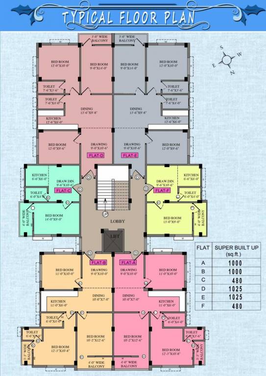  jitendra mohan apartment Jitendra Mohan Apartment Cluster Plan from 1st to 4th Floor