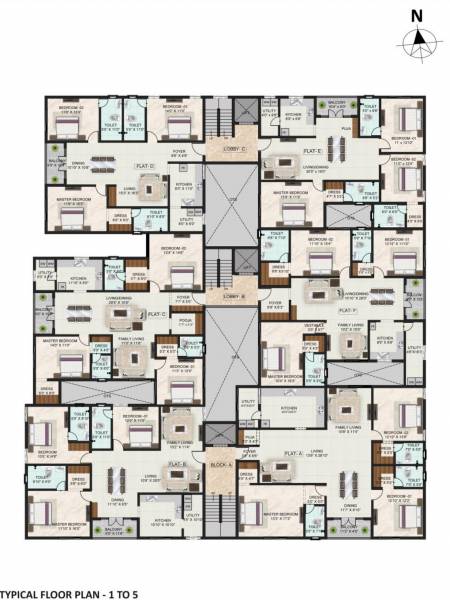  narayanan Narayanan Cluster Plan from 1st to 5th Floor