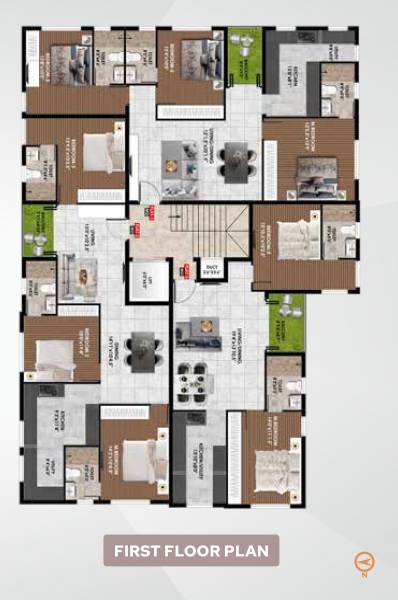  abhirami Abhirami Cluster Plan for 1st Floor