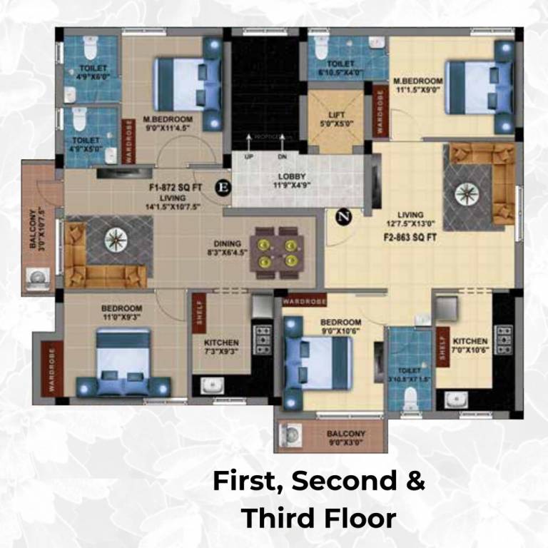  petals Petals 11 Cluster Plan from 1st to 3rd Floor