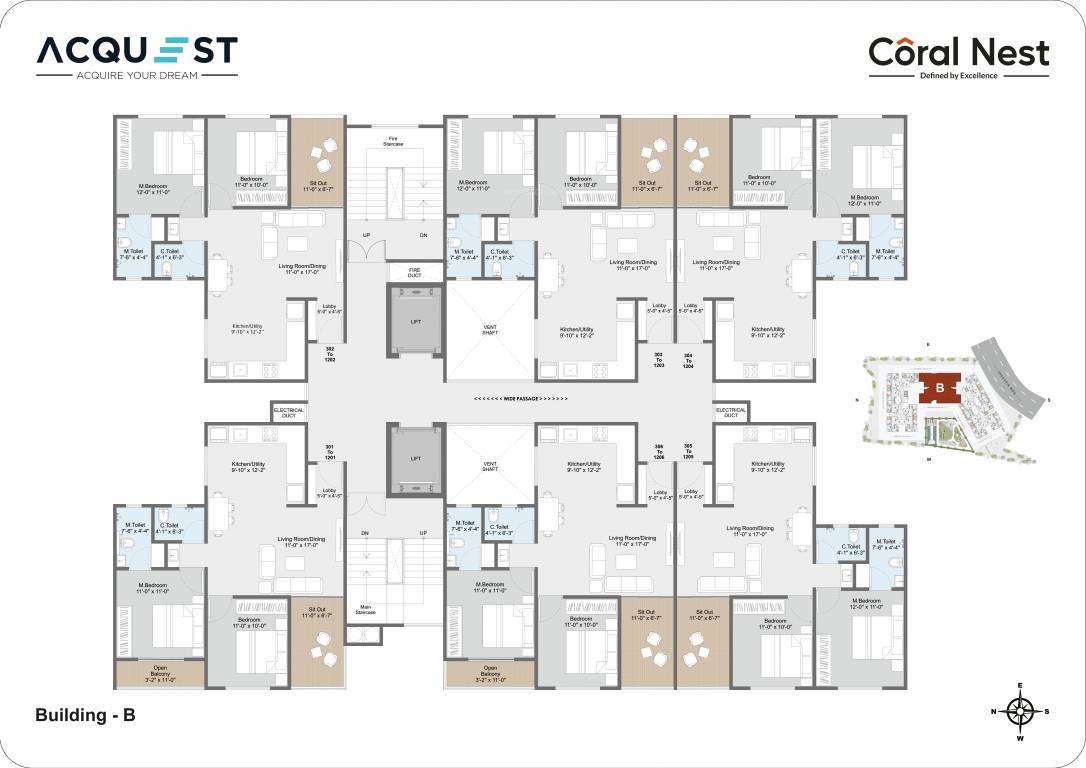  nest Building B Cluster Plan for Typical Floor
