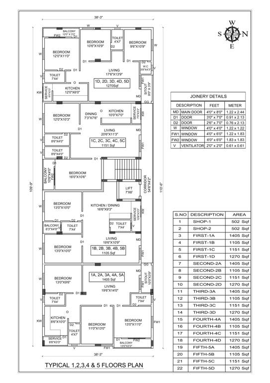  vaibhav flats Vaibhav Flats Cluster Plan from 1st to 5th Floor
