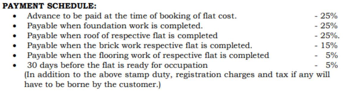 vaibhav-flats Construction Linked Payment (CLP) Payment Plan