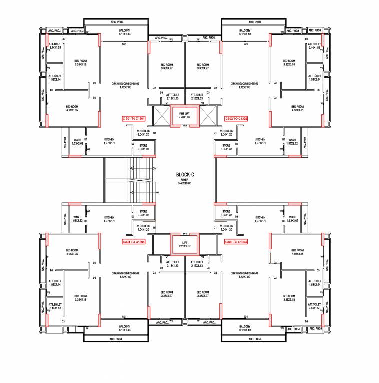  ganesh vivanta Block C Cluster Plan from 3rd to 14th Floor