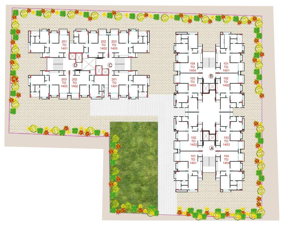  snehal exotica A, B, C & D Cluster Plan from 1st to 14th Floor
