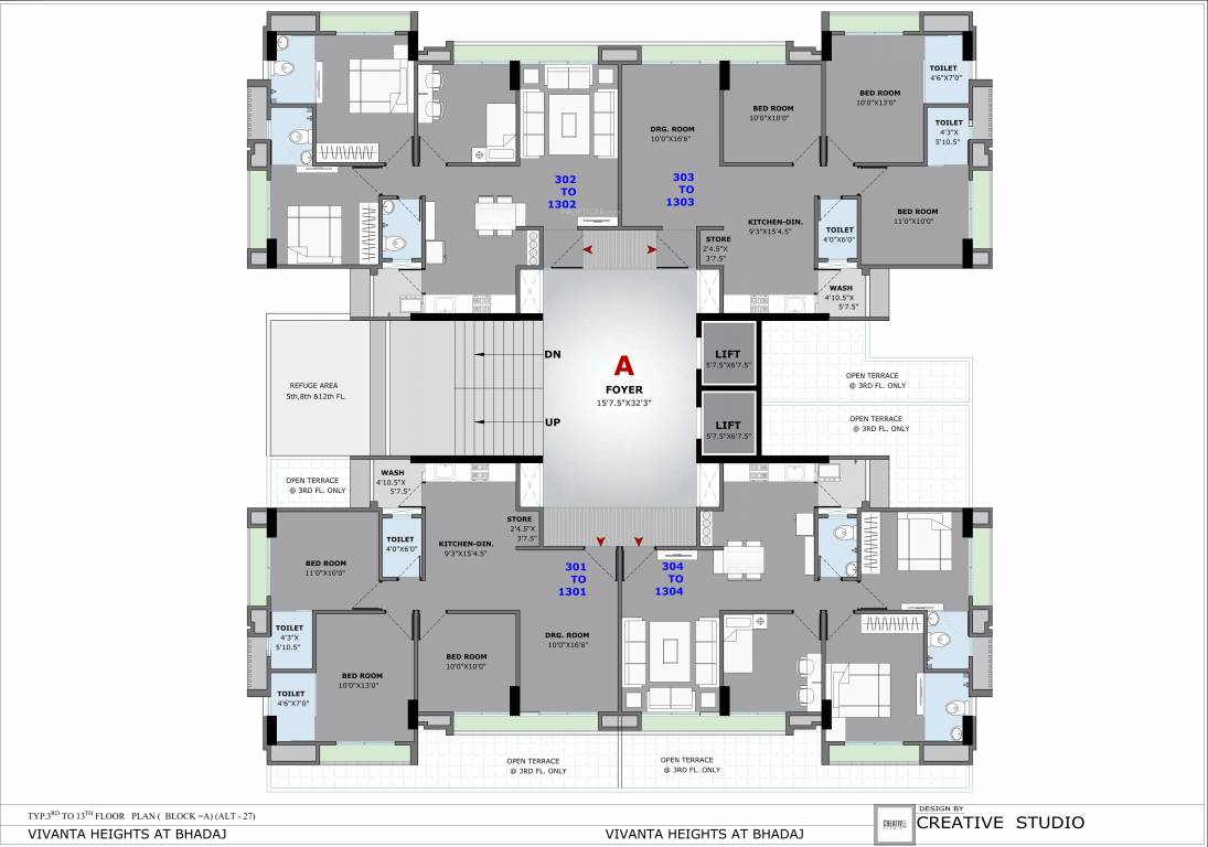  heights 1 A Cluster Plan from 3rd to 13th Floor