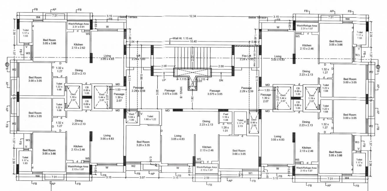 hilton empire Wing B Cluster Plan from 2nd to 14th Floor