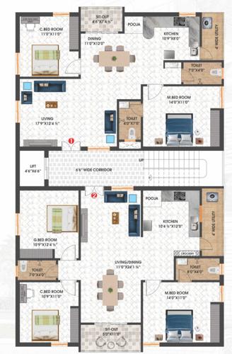  mythri-elite Mythri Elite Cluster Plan from 1st to 5th Floor