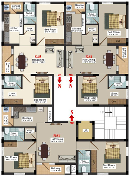  saranga-flats Cluster Plan for Typical Floor