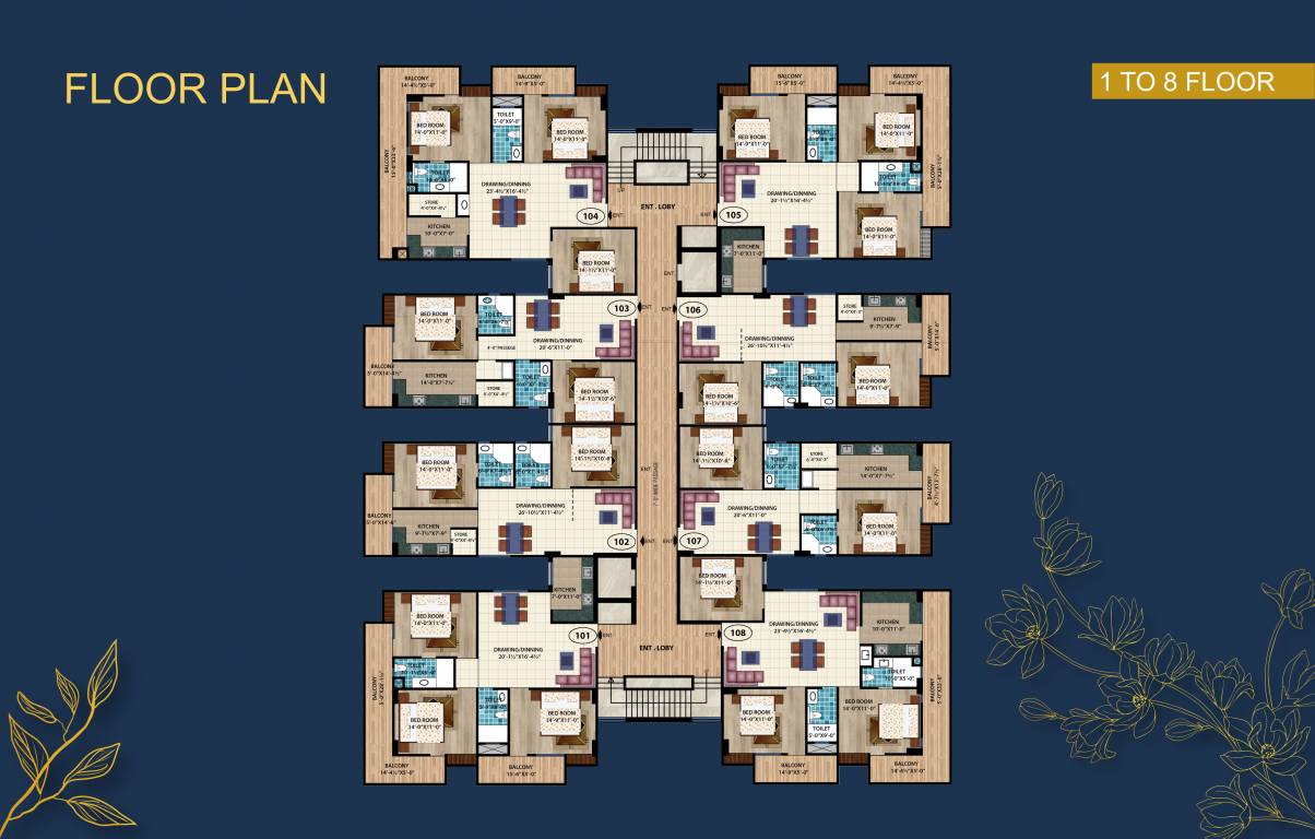  kashi Tower 1 Cluster Plan from 1st to 8th Floor