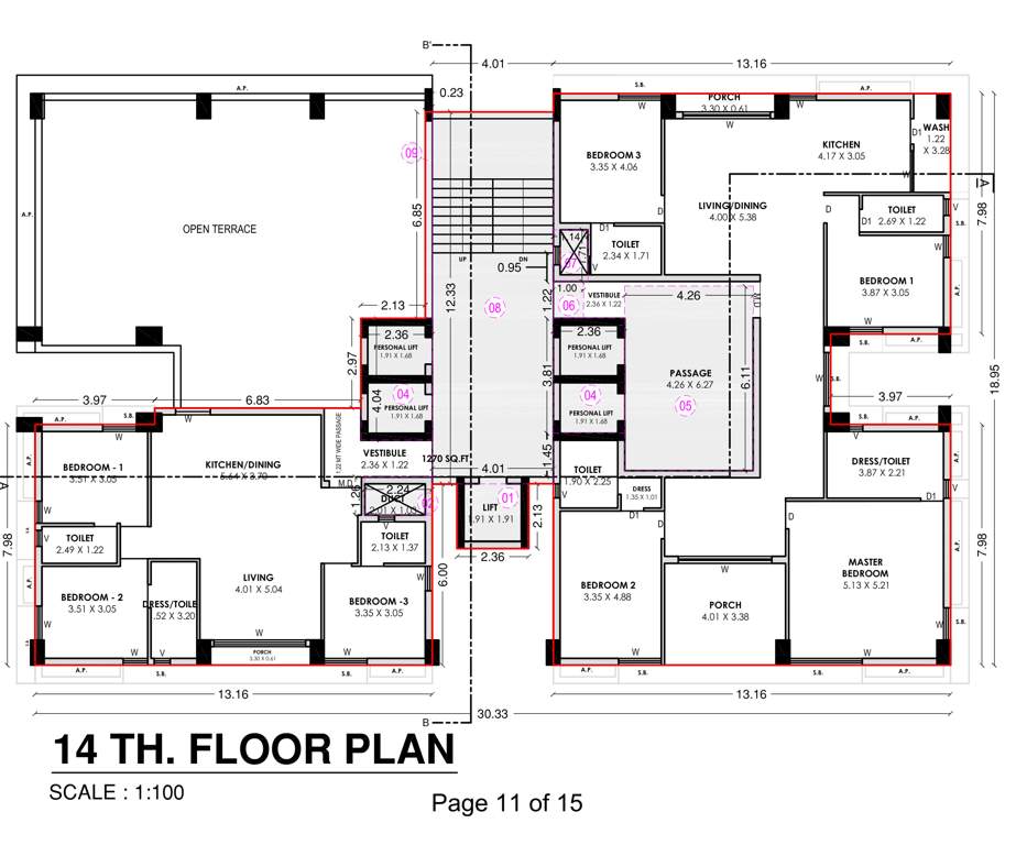  selenium city Tover A Cluster Plan for 14th Floor