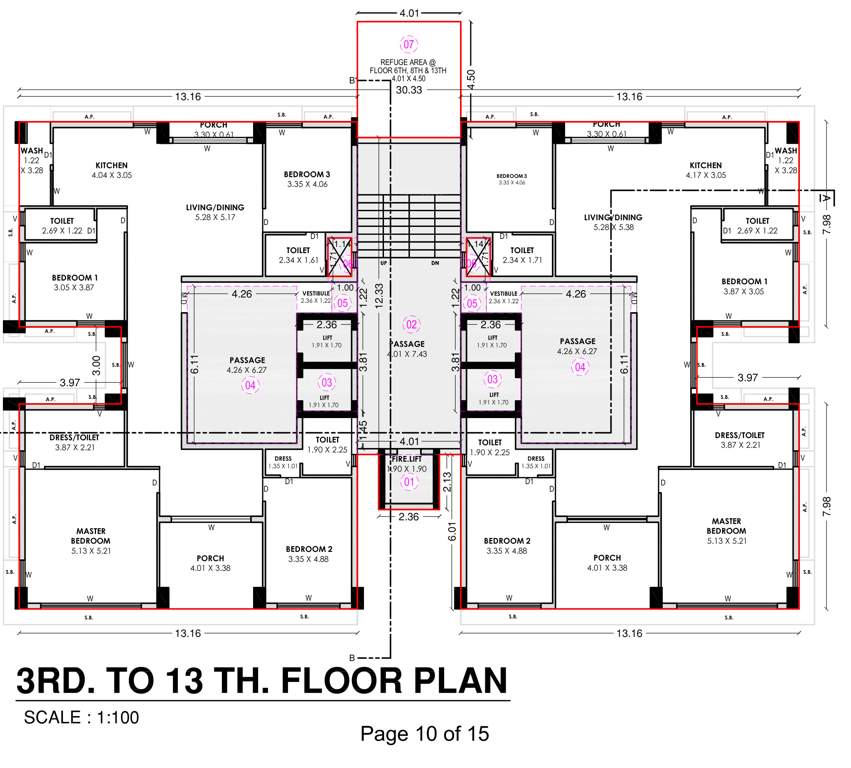  selenium city Tover A Cluster Plan from 3rd to 13th Floor