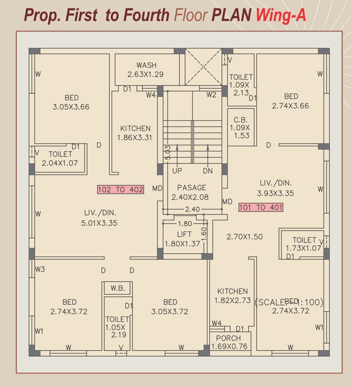  saffron aqua Wing A Cluster Plan from 1st to 4th Floor