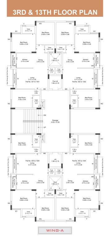  flora nest Block A Cluster Plan from 3rd to 13th Floor