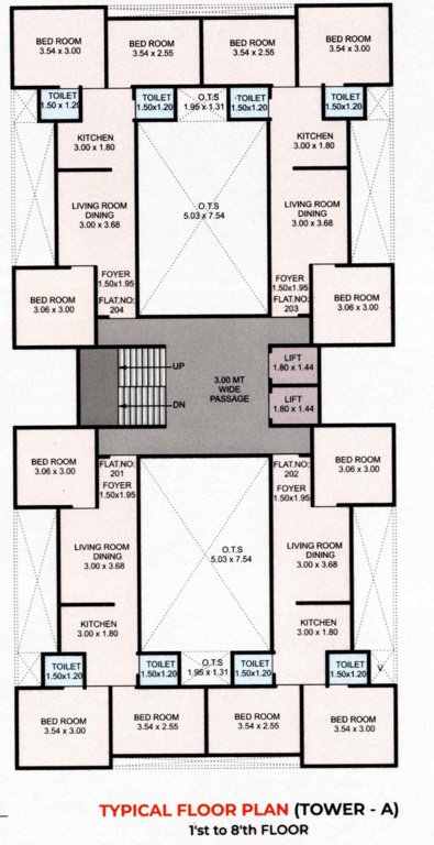 ambe shubh labh Tower A Cluster Plan from 1st to 8th Floor
