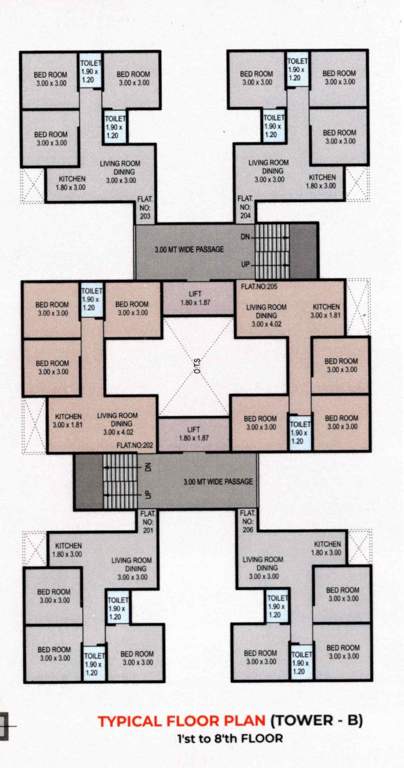 ambe shubh labh Tower B Cluster Plan from 1st to 8th Floor