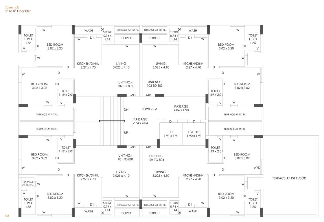  savan sentosa Tower A Cluster Plan from 1st to 8th Floor