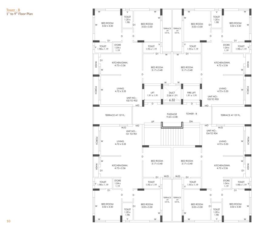  savan sentosa Tower B Cluster Plan from 1st to 9th Floor