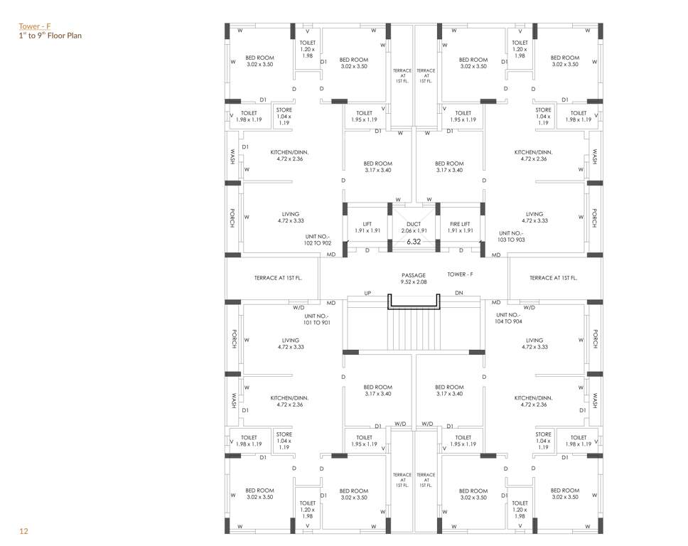  savan sentosa Tower F Cluster Plan from 1st to 9th Floor