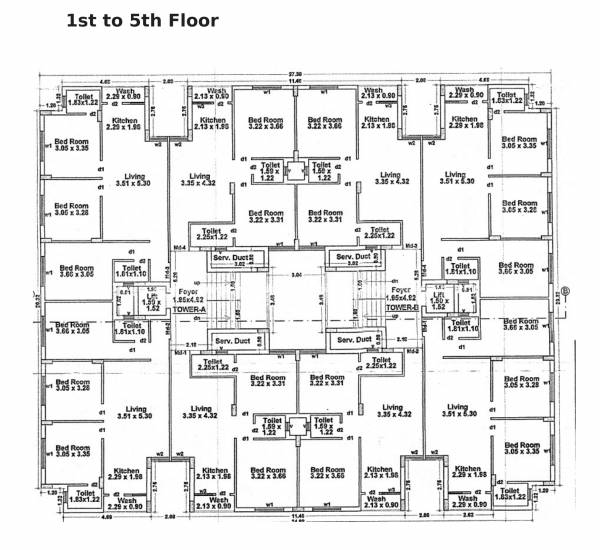  giriraj-sanidhya Tower A Cluster Plan from 1st to 5th Floor