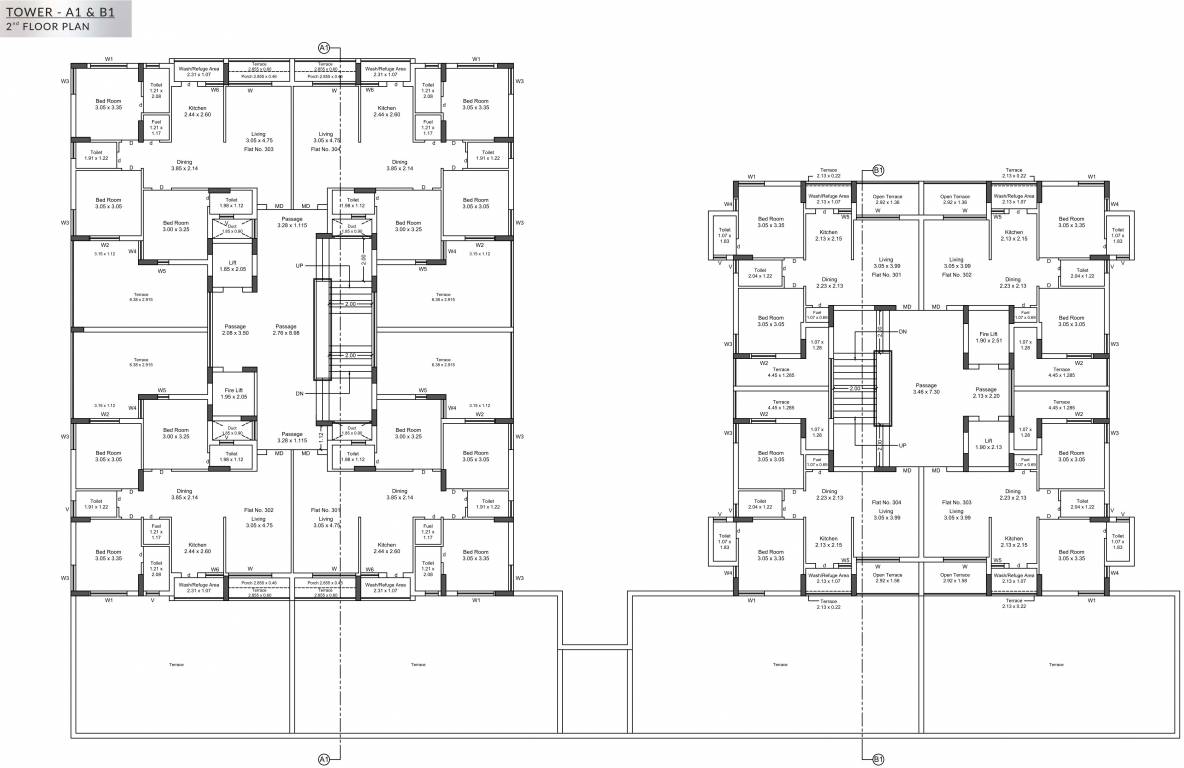  nandan Wing A1, B1 Cluster Plan for 2nd Floor