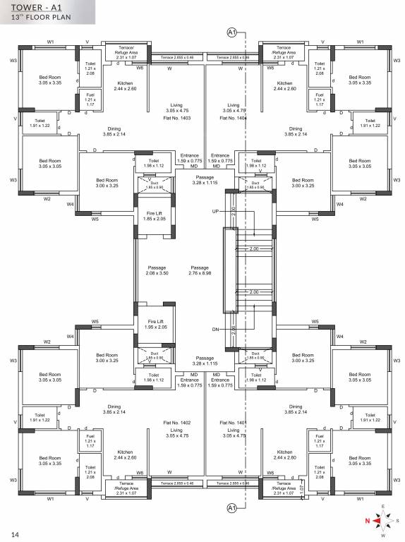  nandan Wing A1 Cluster Plan for 13th Floor