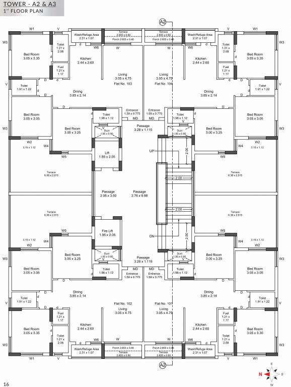  nandan Wing A2, A3  Cluster Plan for 1st Floor