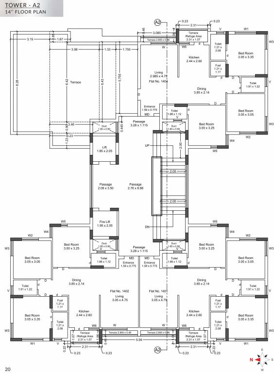  nandan Wing A2 Cluster Plan for 14th Floor