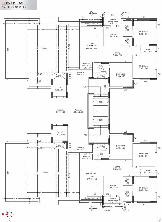  nandan Wing A3 Cluster Plan for 14th Floor