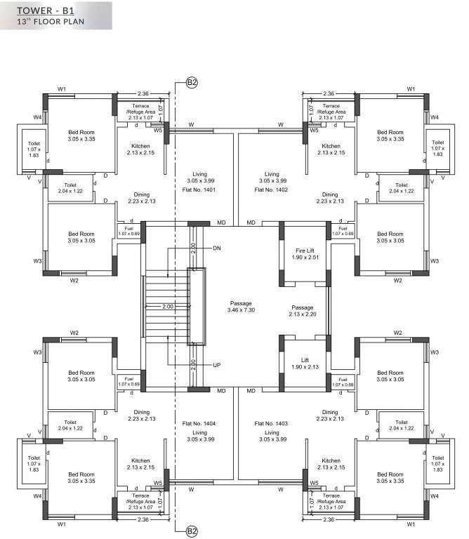  nandan Wing B1 Cluster Plan for 13th Floor