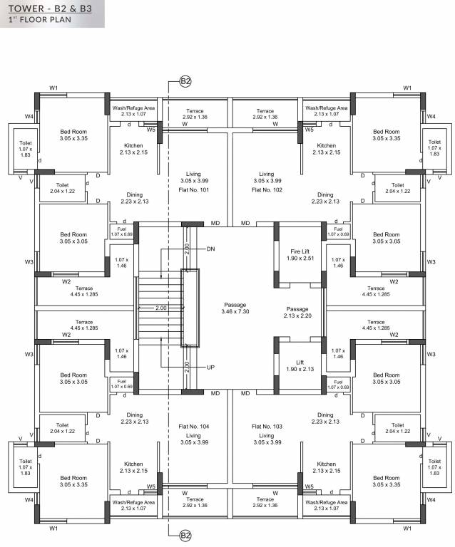 nandan Wing B2, B3 Cluster Plan for 1st Floor