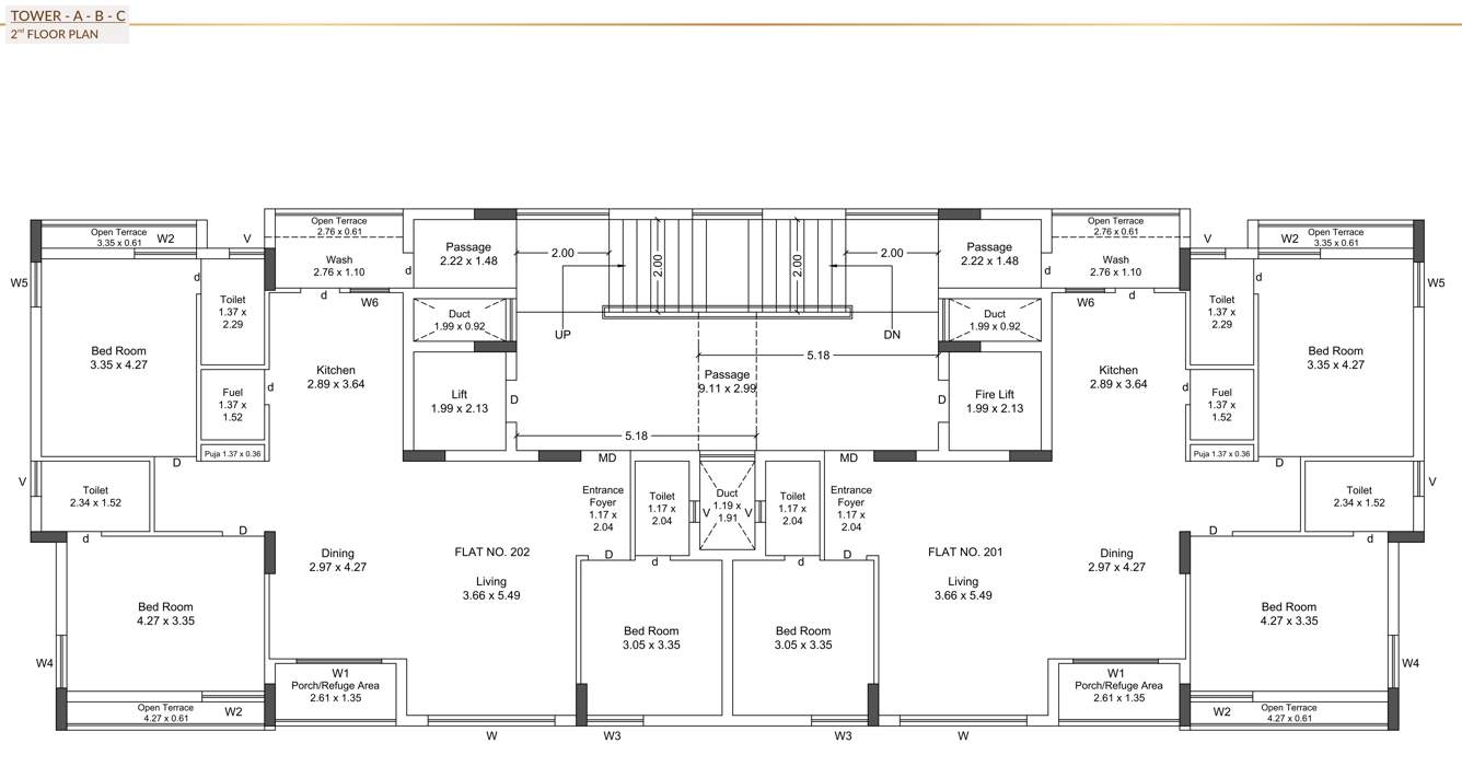  heights Wing A Cluster Plan for 2nd Floor