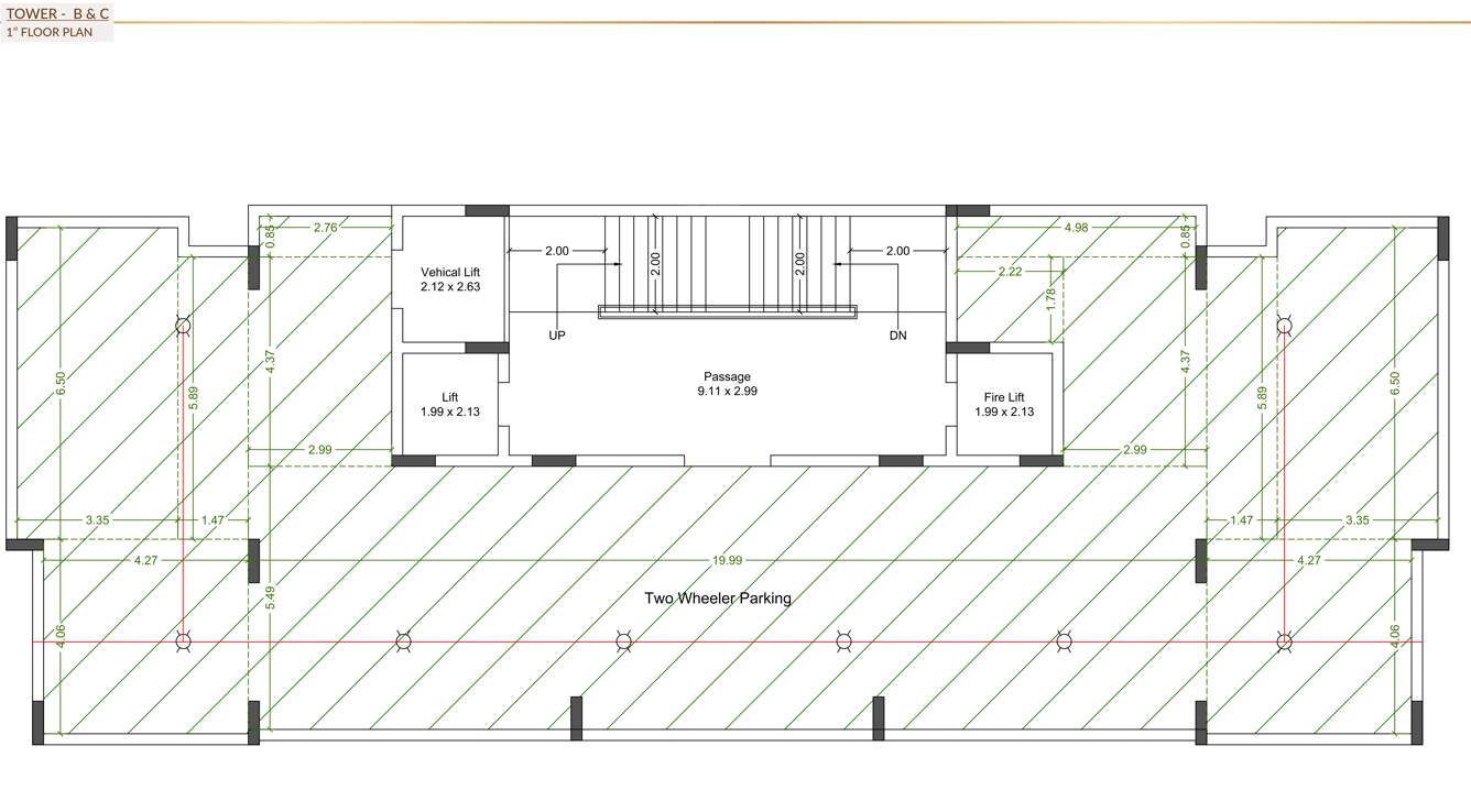  heights Wing B Cluster Plan for 1st Floor