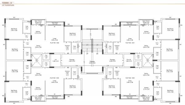 Wing D Cluster Plan for 14th Floor heights Wing D Cluster Plan for 14th Floor