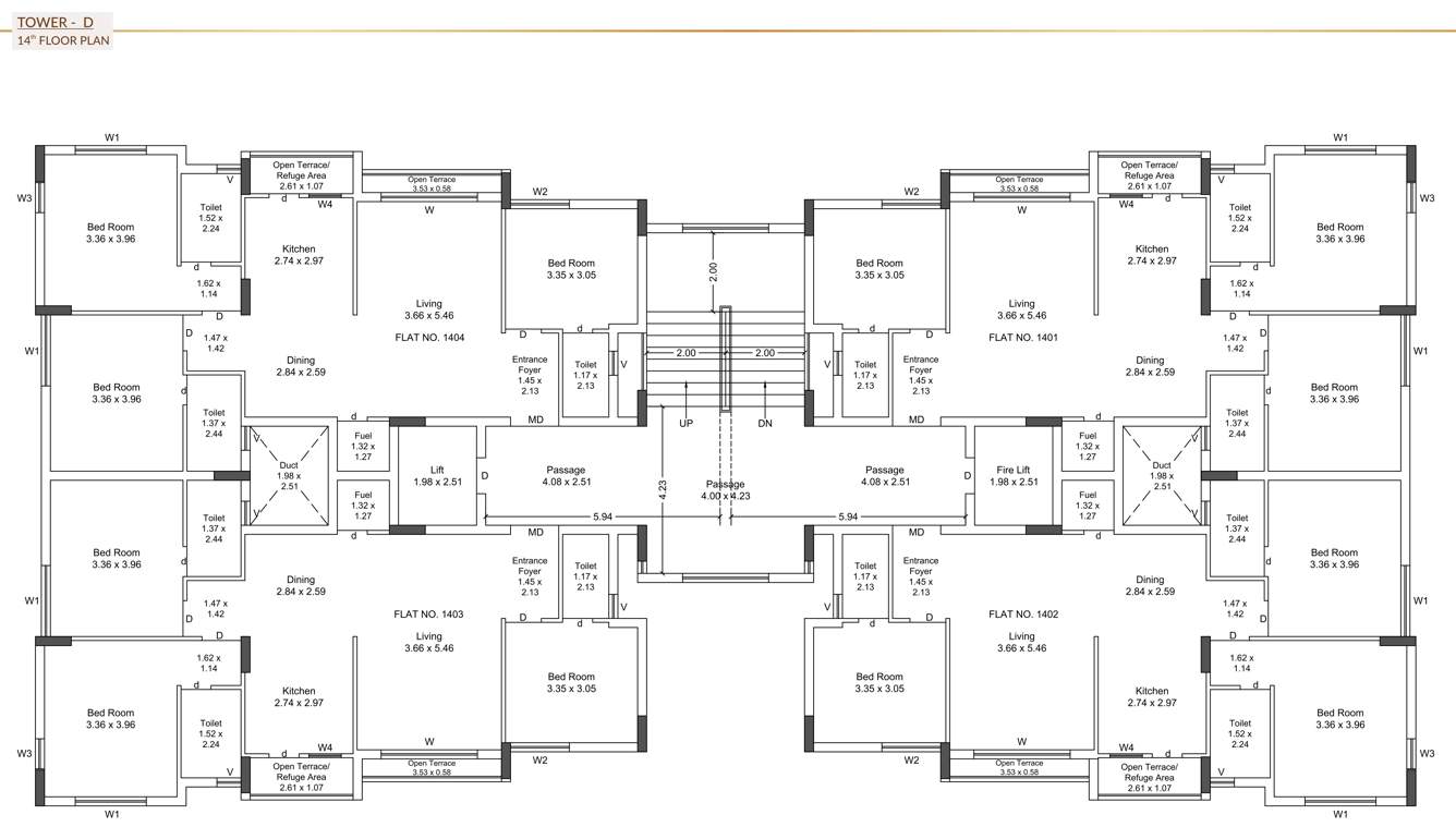  heights Wing D Cluster Plan for 14th Floor