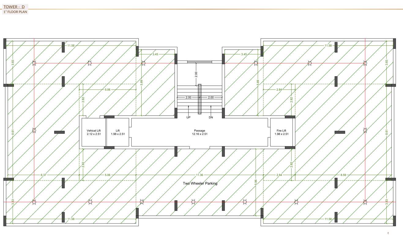  heights Wing D Cluster Plan for 1st Floor