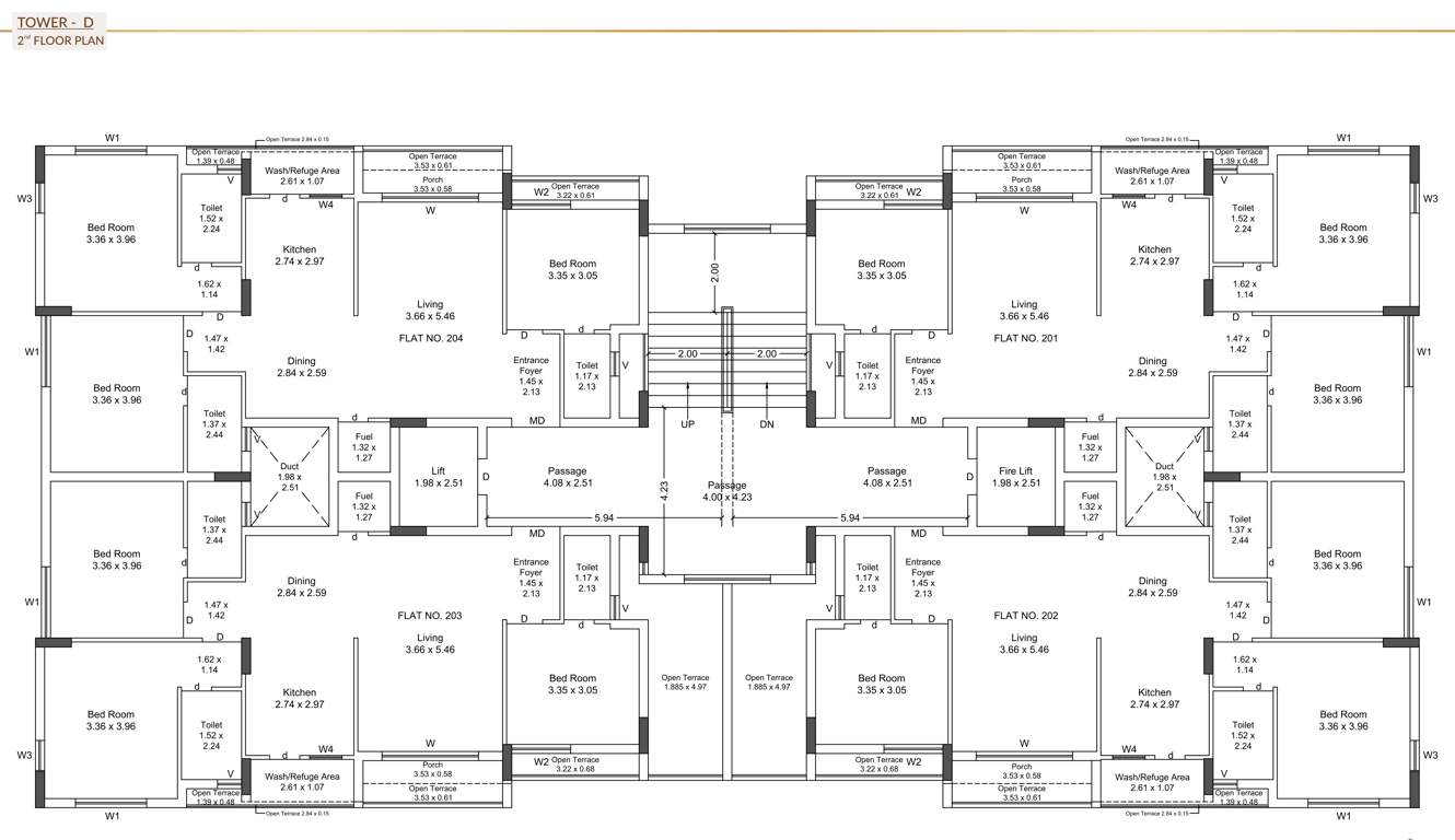  heights Wing D Cluster Plan for 2nd Floor