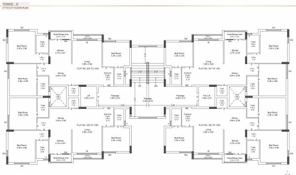 Wing D Cluster Plan from 3rd to 13th Floor heights Wing D Cluster Plan from 3rd to 13th Floor