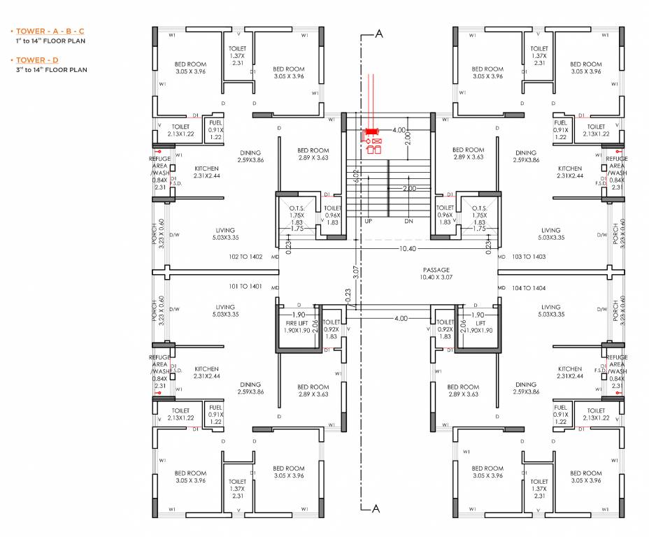  shilpan prime D Cluster Plan from 3rd to 14th Floor