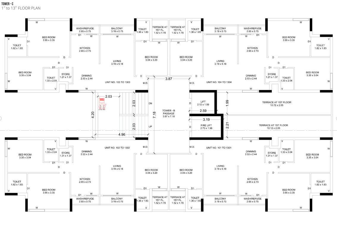  r k highstreet C Cluster Plan from 1st to 13th Floor