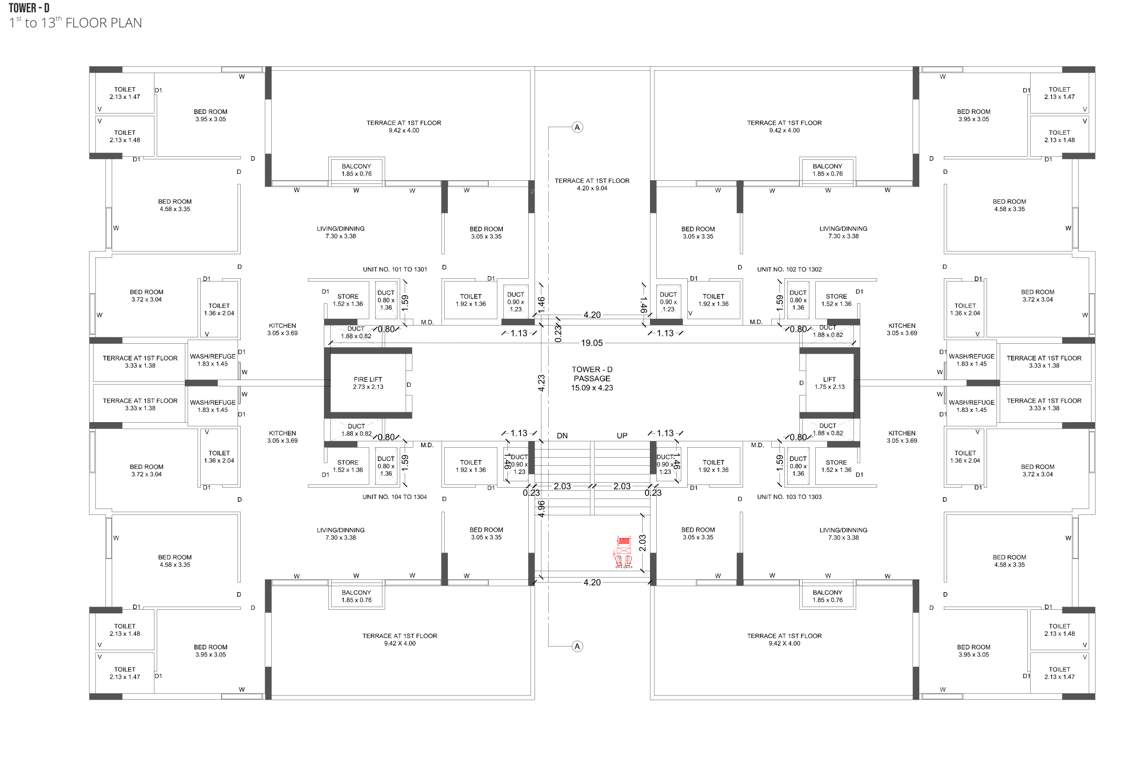  r k highstreet D Cluster Plan from 1st to 13th Floor
