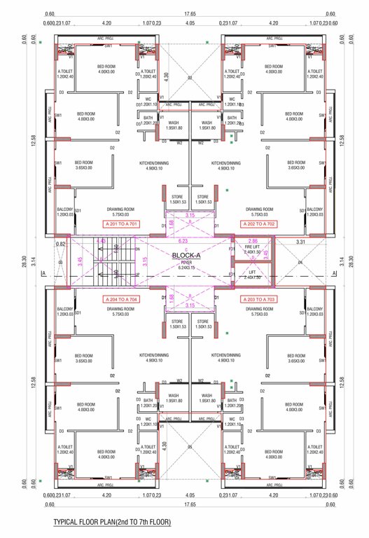  zainab residency Tower A Cluster Plan from 2nd to 7th Floor