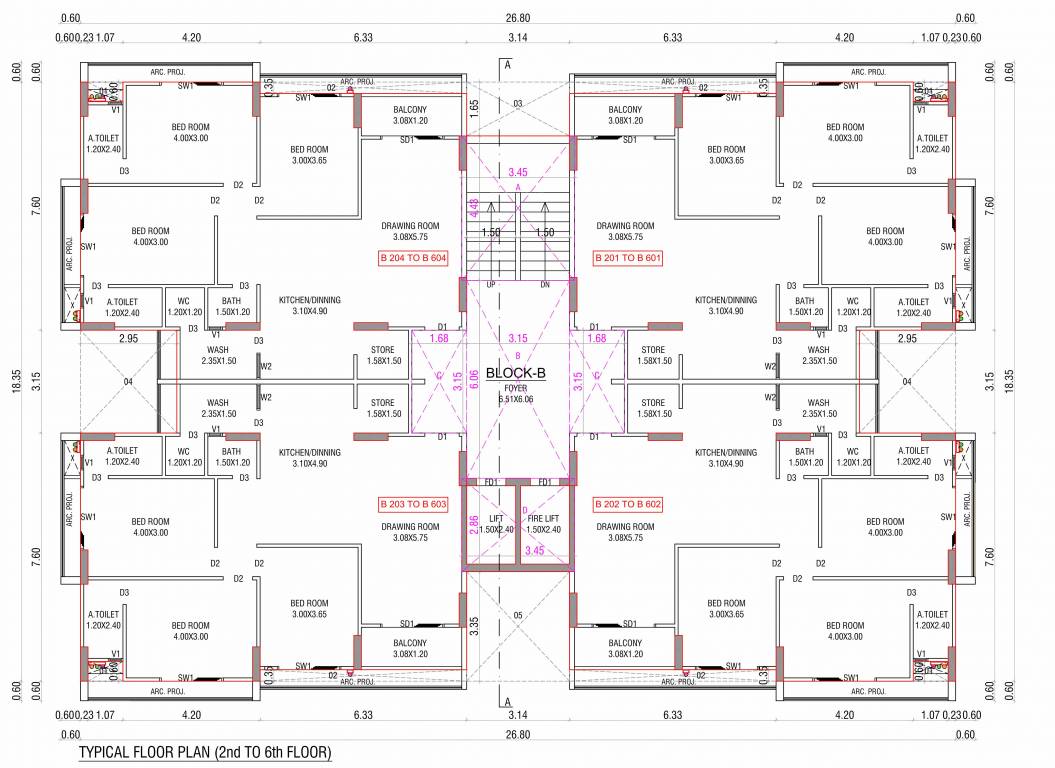  zainab residency Tower B Cluster Plan from 2nd to 6th Floor