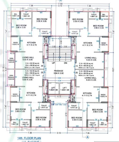  sankalp heights Tower A Cluster Plan for 14th Floor