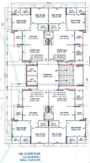  sankalp-heights Tower B Cluster Plan for 14th Floor