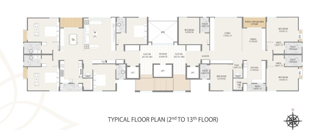 sanidhya heaven Sanidhya Heaven Cluster Plan from 2nd to 13th Floor