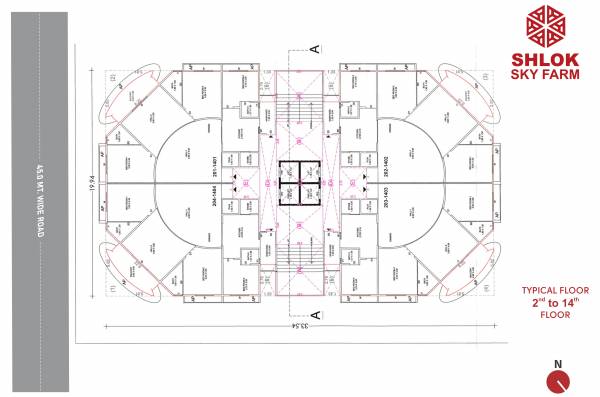 sky-farm Block A Cluster Plan from 2nd to 14th Floor