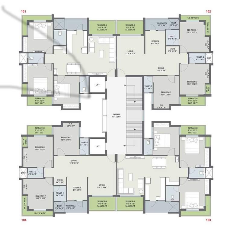  satva Tower  A1 Cluster Plan for 1st Floor