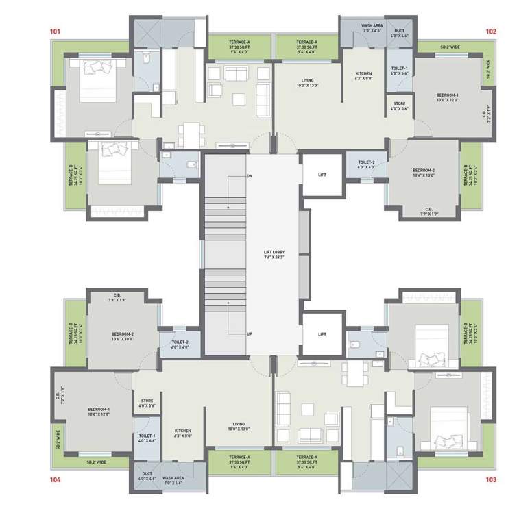  satva Tower  C1 Cluster Plan for 1st Floor