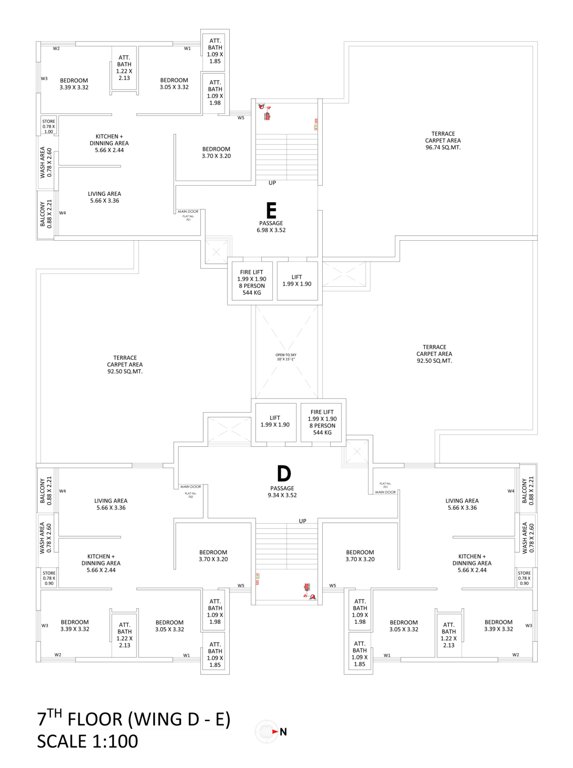 shilp Wing D E Cluster Plan from 2nd to 7th Floor